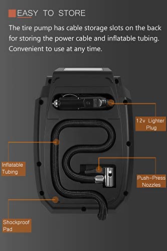 image for sanyi Air Compressor Car Tire Inflator DC 12V Auto Tire Pump with LED 