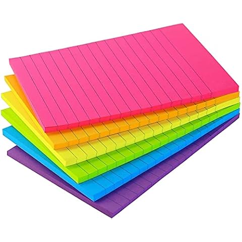 Early Buy Lined Sticky Notes with Lines 4x6 Self-Stick Notes 6 Bright Color 6 Pads, 45 Sheets/Pad Cover