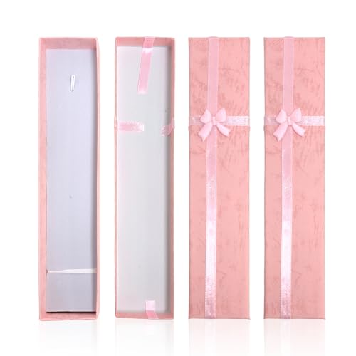 Caja De Regalo Rectangular Rosa De 3 Piezas, Pulsera Larga Para Mujer, Caja De Almacenamiento De Joyería Exquisita, Collar