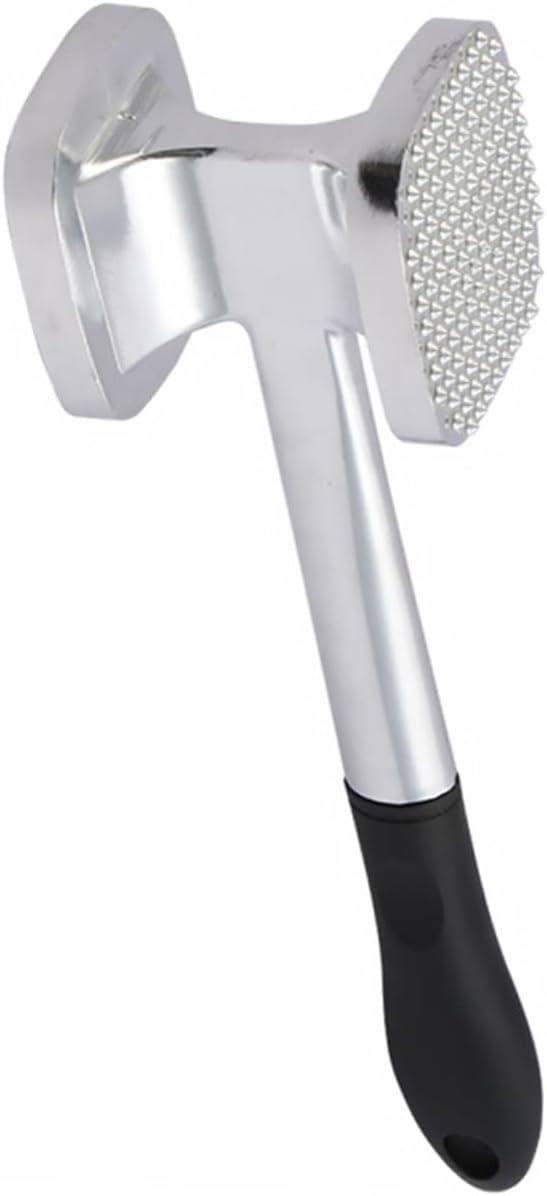 Double-sided Aluminum Meat Hammer with Long Handle for Easy Storage Non-slip Kitchen Steak Pounder Mallet Efficiently Tenderizes Beef and Poultry Without Tearing for Home and