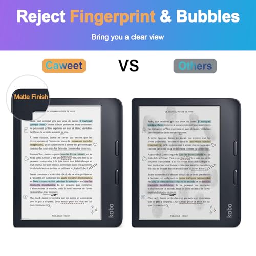 Image of Caweet Screen Protector for Kobo Libra Colour 7 Inches 2024 /Kobo Libra 2 E-Reader 7 inch 2021, Anti-Glare Premium PET Full-Coverage Matte Protective Film, 3 Pack