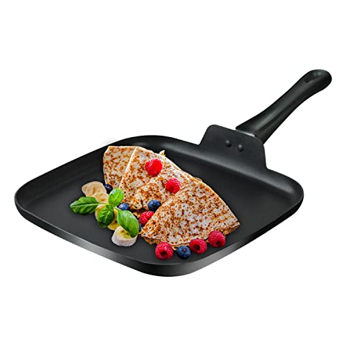 LECOOKING 10 Inch Square Griddle Pan, Nonstick Grill Pan for Cooking Eggs, Omelettes, and More, Griddle Cookware, PFOA Free by LECOOKING - Used condition - US$23.17