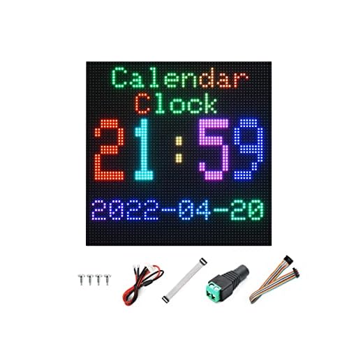 Pannello a Matrice LED RGB 64×64 pixel, 3mm Pitch, 4096 Individuali LED RGB Display a Colori Supporto Arduino, Raspberry Pi, Luminosità Regolabile