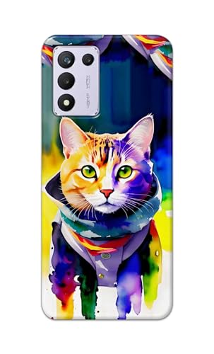 Image of Printed Hard Back Cover for Realme 9 5G Speed Edition | Realme 9 5G SE | Realme 9 SE 5G Back Cover (Coloured Cat) -190724(EA)