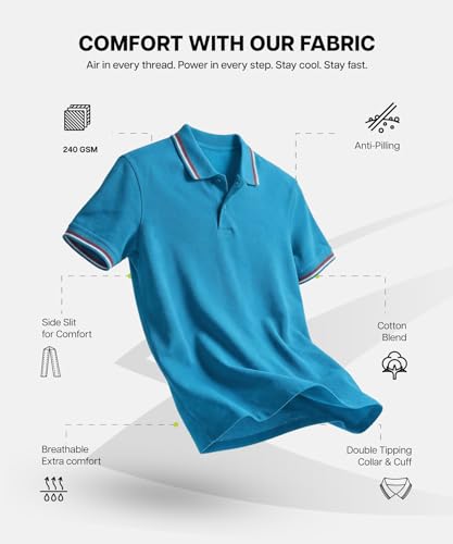 Image of AWG ALL WEATHER GEAR Cotton Polo T-Shirt | Half Sleeve Plain-Regular Fit | Soft Breathable Solid Tee | Collar Tshirts | Casual & Office Wear | Comfortable Everyday Cotton Polo | Mens Tshirts
