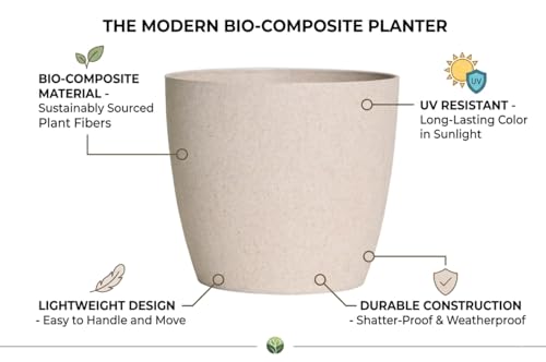 Image of Flower Pots for Garden - Valencia Eco - Indoor Home Living Room Balcony Garden Decorative Eco Freindly Plant Pot Bio Composite Material 8inch (Red, Set of 4)