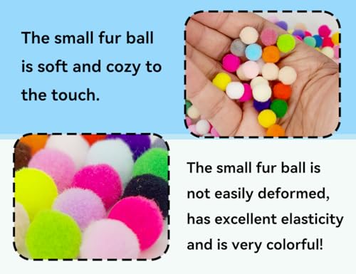 Lhbwhiz 500 Stück Bunte Pompons,Mini Pompons Bunt,Bälle zum Basteln,Hoch elastische Plüsch Bälle,zum DIY kreatives Basteln,Dekorieren,Kleidung(runden)
