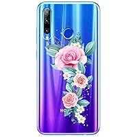 Mixroom Cover Per Huawei P Smart 2020 - Custodia Morbida In TPU Trasparente Con Fantasia Unicorno E Fiori (U1045)