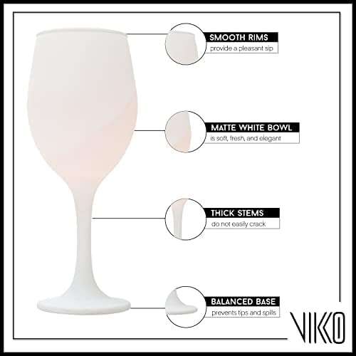Miniatura 2 de Vikko Copas de vino de tallo blanco mate, 14 onzas, juego de 4 para vino tinto y blanco, gruesas y duraderas