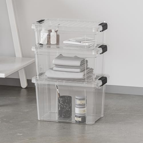 Image of Superio 21 Quart Clear Plastic Storage Boxes with Lids, Stackable Organizer Containers, BPA-Free Storage Bins for Home, Office, School & Dorm, 4 Pack