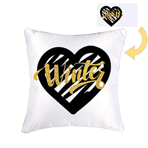 FUKiss 4 Stück 40,6 x 40,6 cm weiße Sublimationsrohlinge Satin Polyester Wurfkissenbezug Kissenbezug Kissenbezug mit silbernem Rand für Sofa Vinyl Projekte DIY Druck quadratisch ohne Kisseneinsatz Cover