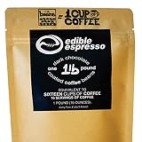 Edible Espresso - Dark Chocolate Covered Coffee Beans 150mg caffeine = one cup of coffee! Plant-based, Dairy-Free Natural Energy. (1 pound / 16 servings)