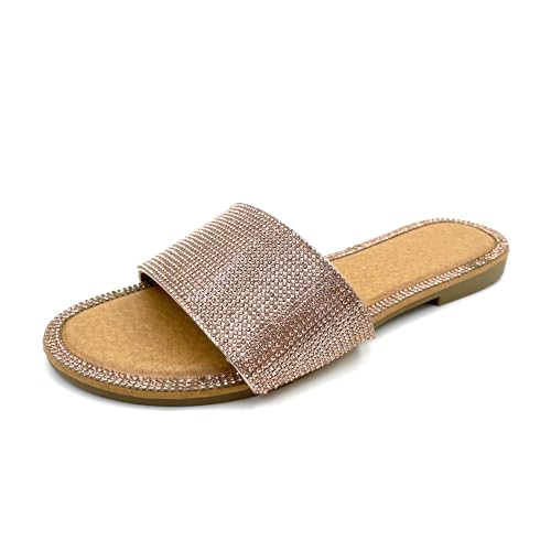 Lurnyet Diamond-Embellished Slip-On Flats with Non-Slip, Durable Sole – Soft and Comfortable Insole for All-Day Wear – Suitable for Home, Travel, and Fashionable Outfits