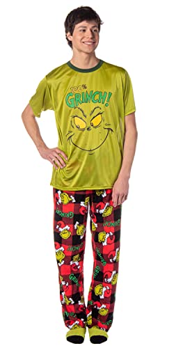Dr. Seuss GRINCH Men's Pajama Pants Shirt and Socks 3 Piece Pajama Set
