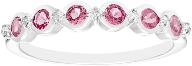 Solid 925 Sterling Silver 0.70 Ctw Ruby Gemstone Half Eternity Bezel Setting Stacking Ring, Women Wedding Engagement -Christmas Ring