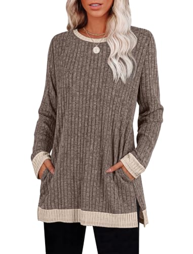 Image of Sampeel Long Sleeve Shirts for Women Tunic Sweaters Fall Fashion Outfits | Sweaters for Women, Early Fall Fashion Must Haves 2026, Long Tunic Tops, Vacation Outfits, Autumn, Plus Size Blouses