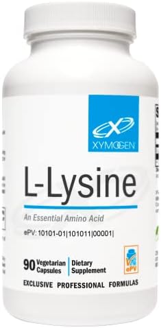 XYMOGEN L-Lysine 1000mg Capsules - Amino Acid Supplement to Support Synthesis of Collagen, Provides Balance to a High Intake of Arginine (90 Capsules)
