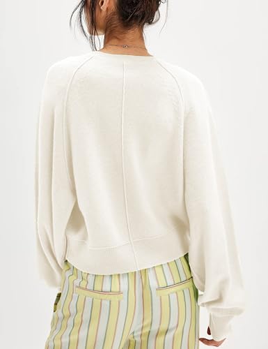 Women's Half Button Down Pullover Knit Sweater Casual Henley Long Sleeve Tunic Tops Loose Fit Trendy Outfits(Apricot-M)2