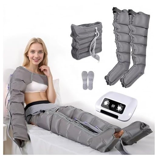 Presoterapia Piernas y Abdomen, Botas Presoterapia Piernas, 6 Camaras Maquina Masajeador Drenaje Linfatico Circulación, 0-30 Min, 0-240 Mmhg Ajustables (Gris, 2piernas + abdomen)