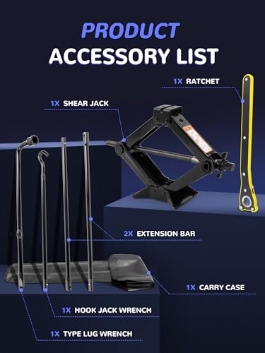 Image of Spare Tire Jack Kit Compatible with 2004-2018 F150, Scissor Jack 2.5 Ton Heavy Duty Lifting Jack & Spare Tire Lug Wrench Tool Kit Replacement Tire Repair Tool