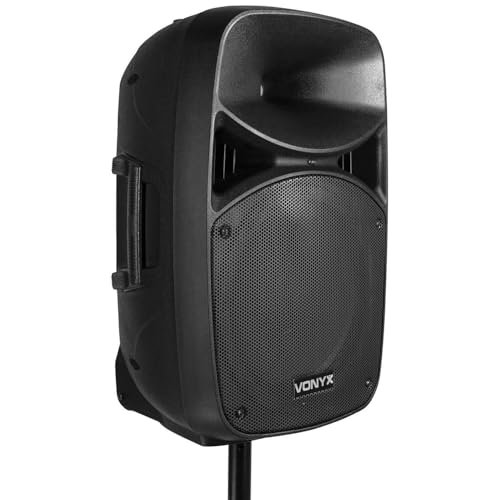 Vonyx VPS152A Altavoces autoamplificados Pack de 2 Altavoces Activo/Pasivo Bluetooth portátiles de 1000W, 15 Pulgadas, micrófono con Cable, Control Remoto, Trípodes, Reproductor MP3 con USB/SD, Leds - imagen 8