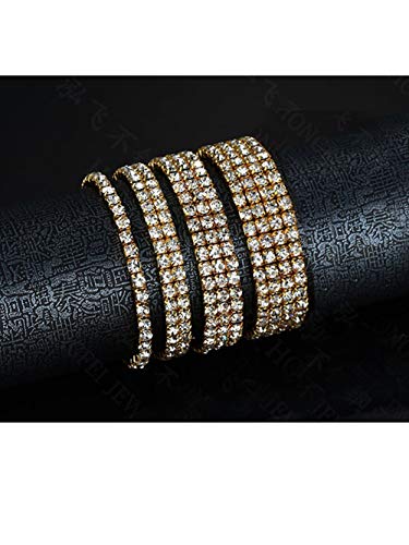 Zealmer Women's 1-4 Row Sparkle Rhinestone Stackable Stretch Bracelet Gold Tone #TOP5