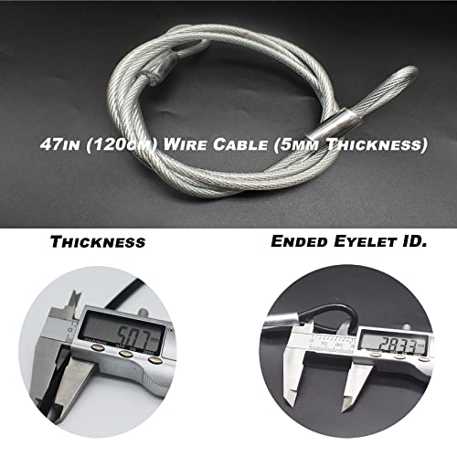Bytiyar 4 Pcs 47 Inch (120Cm) 5Mm Thickness Vinyl Cover Coated Galvanized Steel Wire Cable With Loops Security Lanyard Rope Tether Lock, Clear #TOP1