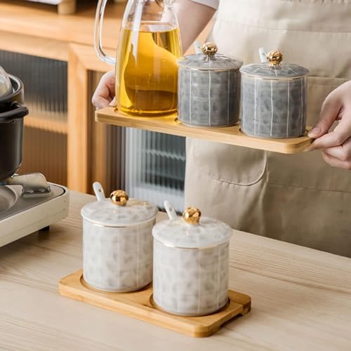 Cukiernica z ceramiczną łyżką - 300 ml porcelanowa sól świnia i pojemnik na cukier - stylowe akcesoria kuchenne