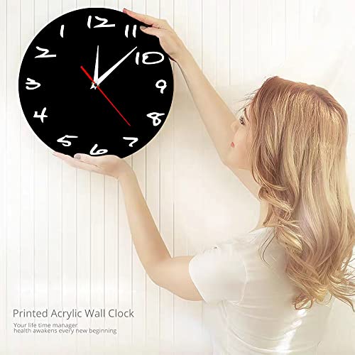 The Geeky Days Battery Operated Backwards Clock Arabia Numbers Silent Non Ticking Reverse Quartz Black Acrylic Wall Watch Home Minimalist Decor Run Counter 12Inch Round Timepieces thumb #3