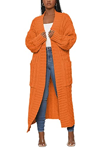 Image of Tcremisa Long Cable Knit Cardigans for Women Chunky Maxi Sweater Coat