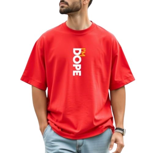 Image of URGEAR Men's Oversized Casual Stylished Printed Cotton Blended Round Neck T-Shirt