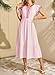 Dokotoo Midi Dresses for Women 2026 Summer Fashion V-Neck Ruffle Cap Sleeve Empire Waist Striped Maxi Dress Beach Vacation Sundresses Pink Dress Large