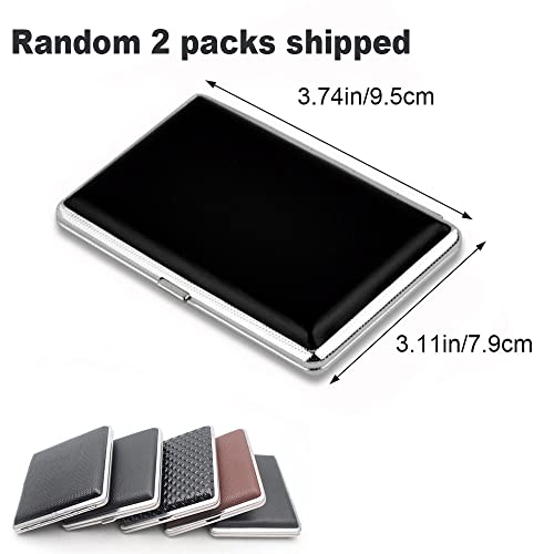 2 Pack Cigarette Cases Leather Cigarette Tin Double Sided Flip Open Pocket Cigarette Box For 16 Cigarettes(Random 2 Packs Shipped) #TOP1
