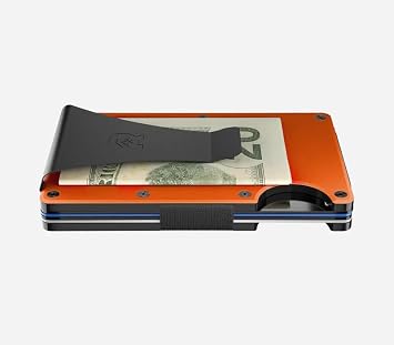 The Ridge Wallet for Men - Slim Minimalist Compact Wallet and Card Holder, RFID Protected Front Pocket Wallets for Men with Integrated Money Clip (Basecamp Orange)