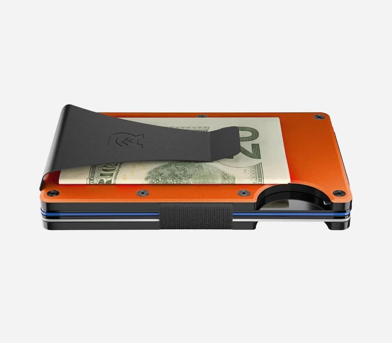 Image of Ridge Wallets - Slim Minimalist Front Pocket Wallet for Men, RFID Card Holder, Basecamp Orange, Hex Ridge