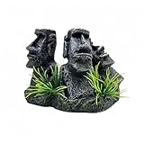 モアイ像 水槽用オーナメント | レジン製 イースター島風 ガーデン＆アクアリウム装飾 | ベタ・熱帯魚・観賞魚用アクセサリー | 自然景観演出 インテリア置物