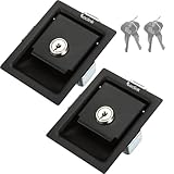 Loclink Truck Tool Box Lock Replacement with Keys, 2PCS Black Flush Mount Stainless Steel Paddle Latch Lock for RV Handle Motorhomes Distribution Cabinets Car Chest Storage Box (2-Pack)