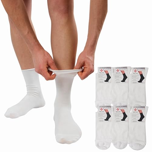 LEON D'ORO Calze senza elastico Uomo Sanitarie Cotone Estivo Leggero Calzini Diabetici Made in Italy