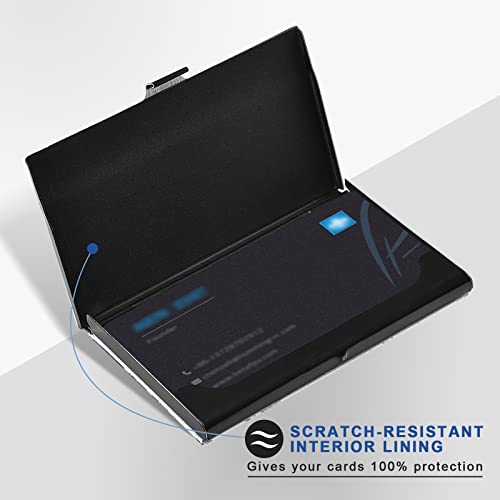 susiyo Blue and White Porcelain Flowers Business Card Holder, Slim Business Name Card ID Case Pocket Organizer Professional PU Leather & Stainless Steel for Men & Women2