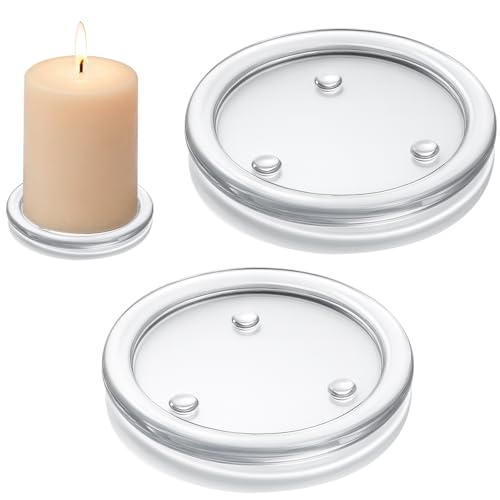 Kerzenteller Glas 10cm 2 Stück Rund Kerzenständer Glas Transparent Kerzenuntersetzer Klar Glasuntersetzer Glass Glasteller Klein für Kerzen Untersetzer Hochzeit Party Küche Esszimmer Heimdekoration