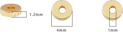Miniatura 5 de Cuentas espaciadoras de disco chapadas en oro de 14 quilates, 0.157 x 0.047 in, 50 unidades para hacer joyas, no se deslustran