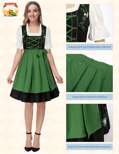 JASAMBAC Dirndl Dresses Women, 3 Piece Oktoberfest Costumes, German Bavarian Dress for Halloween Carnival2