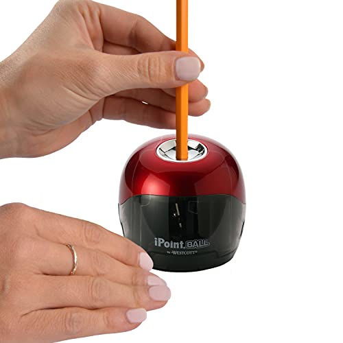 Westcott Ipoint Ball Battery Pencil Sharpener, Red/Black (15570) #TOP2