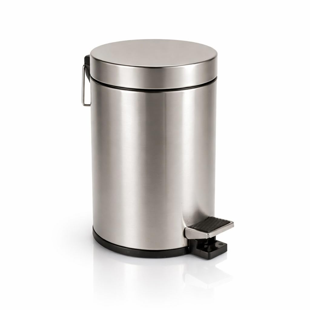 CEROELDA Pattumiera Sottile Per Bagno 10L - Acciaio Inox Con Pedale E Coperchio Silenzioso - 2