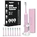 Elektrische Zahnbürste, Schallzahnbürste für Erwachsene und Kinder, Electric Toothbrush mit 5 Putzmodi 3 Intensitätsstufen Integrierter Timer und 8 Zahnbürstenköpfen, Reiseetui, Rosa