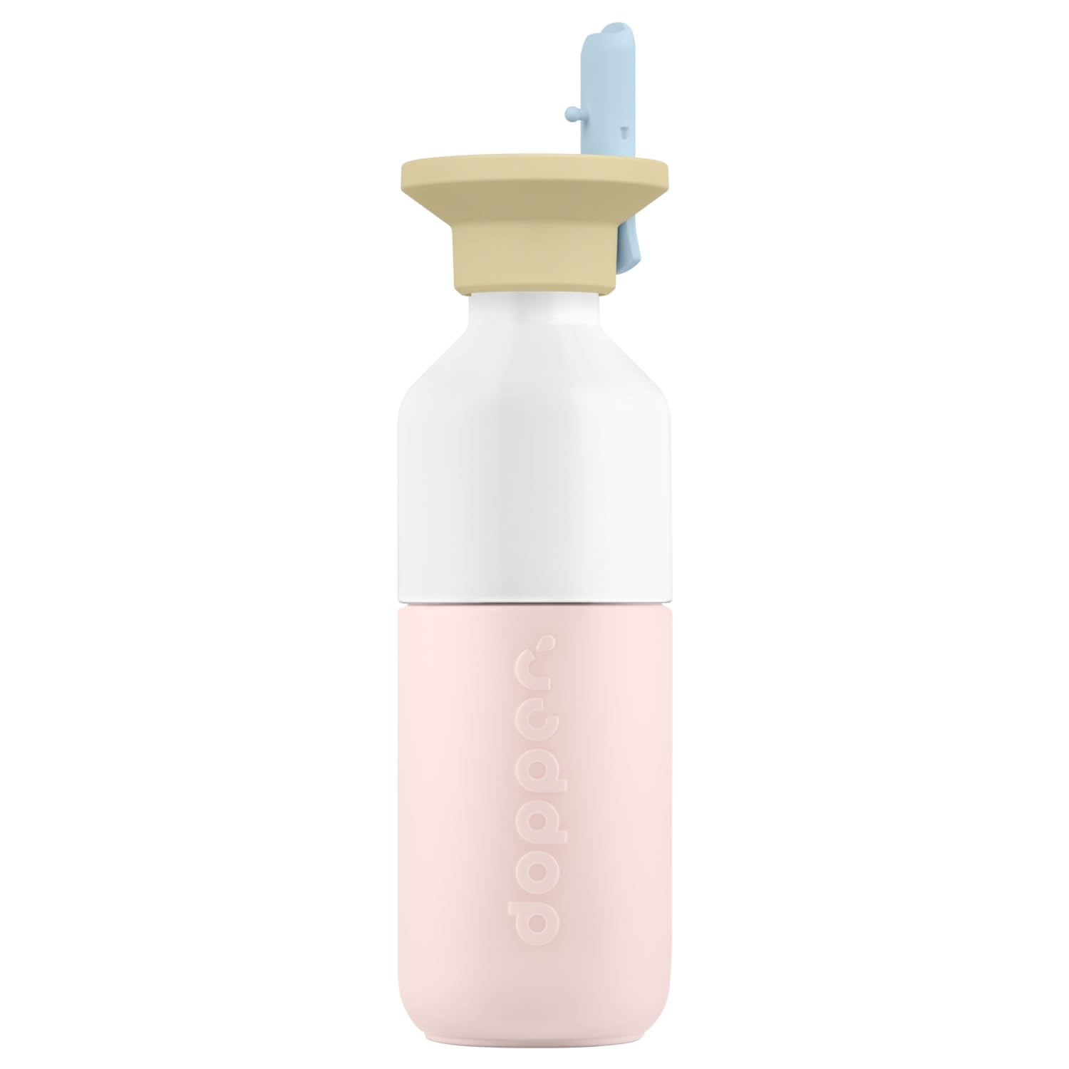Dopper Steel 350 ml Soft Pink x Flip Straw Bundle Stainless Steel Drinking Bottle - BPA Free Water Bottle, 18/8 Stainless Steel, Leak-Proof - Sports Bottle for Sports, Outdoor and Office