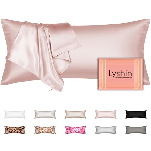 Silk Body Pillow Cover with Zipper, Mulberry Silk Pillow Cases Body Size Ultra Smooth and Soft Breathable Cooling Silk Satin Body Pillowcase for Hair and Skin (20x54 Inches, 1 Pack)