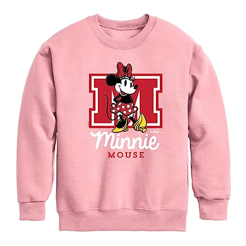 Disney Minnie Mouse - Collegiate M - Youth Crewneck Fleece Sweatshirt
