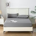 Good Nite Double Fitted Sheet Bed Sheets 25CM Extra Deep Pocket Soft and Breathable Fitted Bedding Sheets (Dark Gray, Double)
