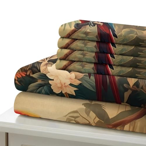 Housse de couette microfibre ultra douce imprimé perroquet - 7